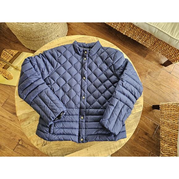 Lands' End Blue Quilted Down Puffer Coat Jacket Full Zip Women’s Sz MP EUC - Picture 11 of 11